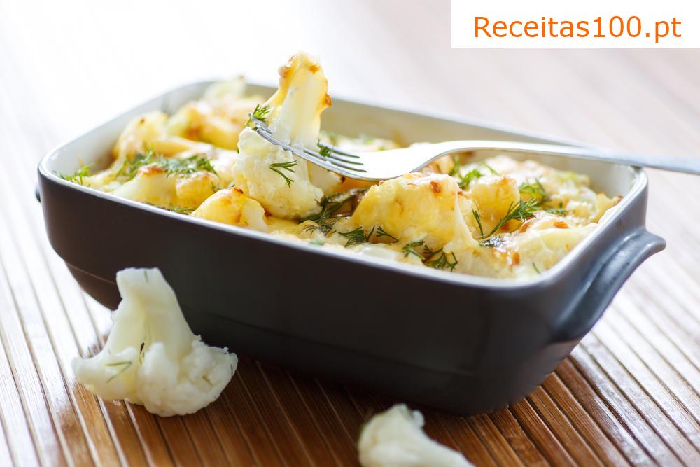 Couve-flor gratinada com presunto