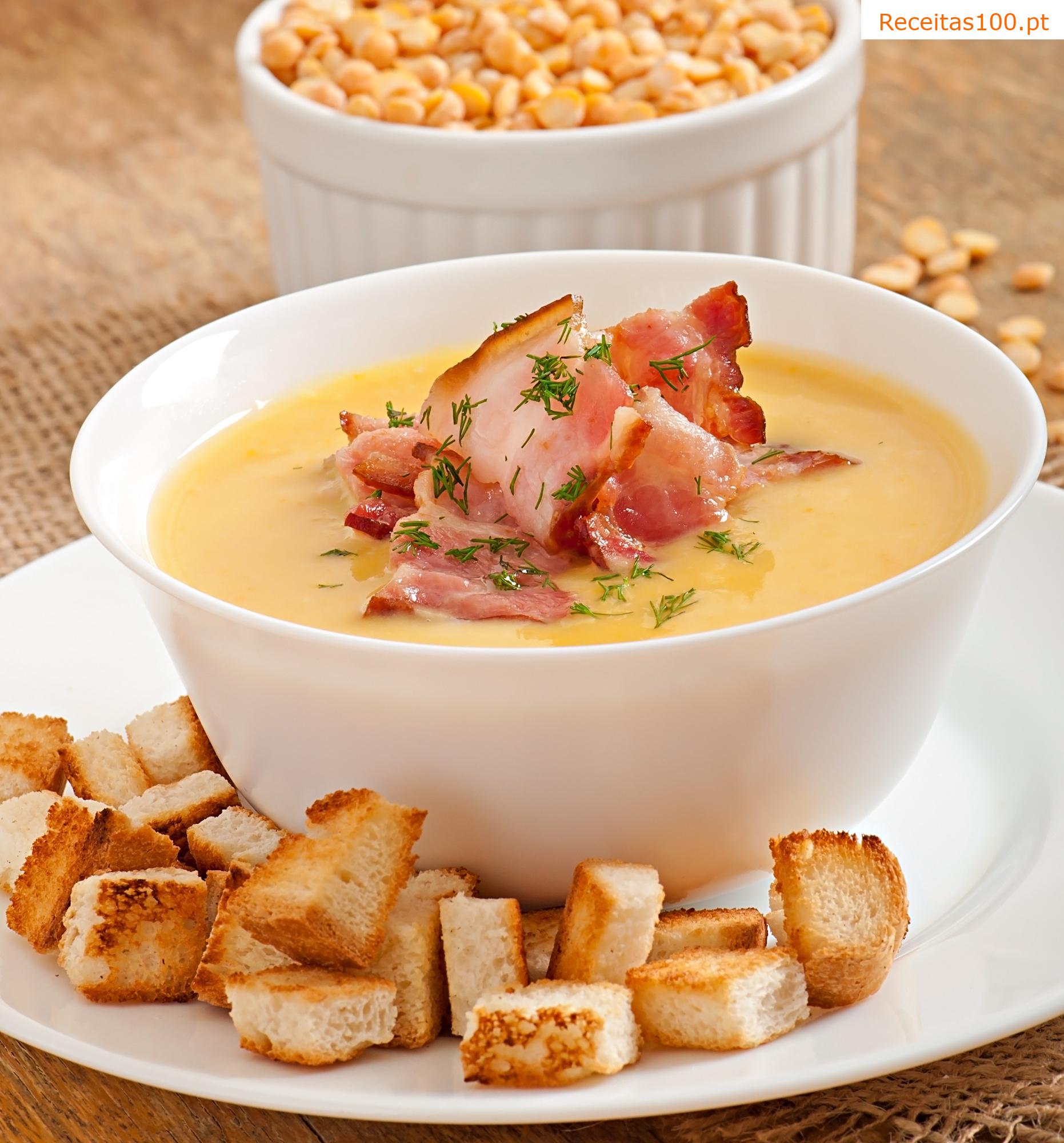 Sopa de bacon com brócolos